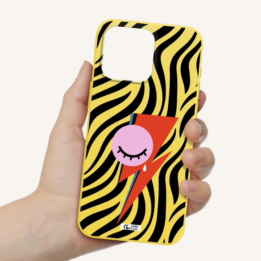 David Bowie Symbol Apple Iphone 15 Pro max Silicone canary yellow Case