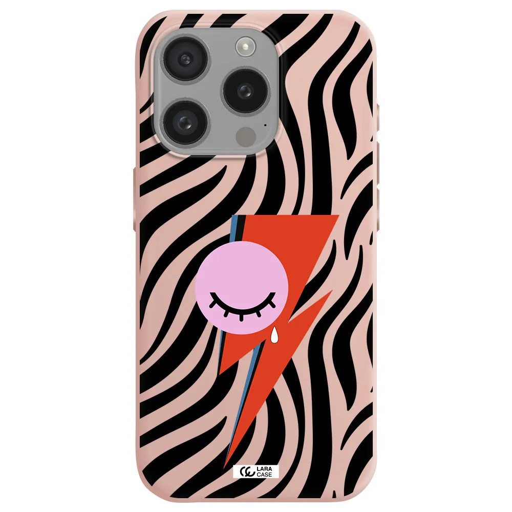 David Bowie Symbol Apple Iphone 15 Pro Silicone Pastel Pink Case