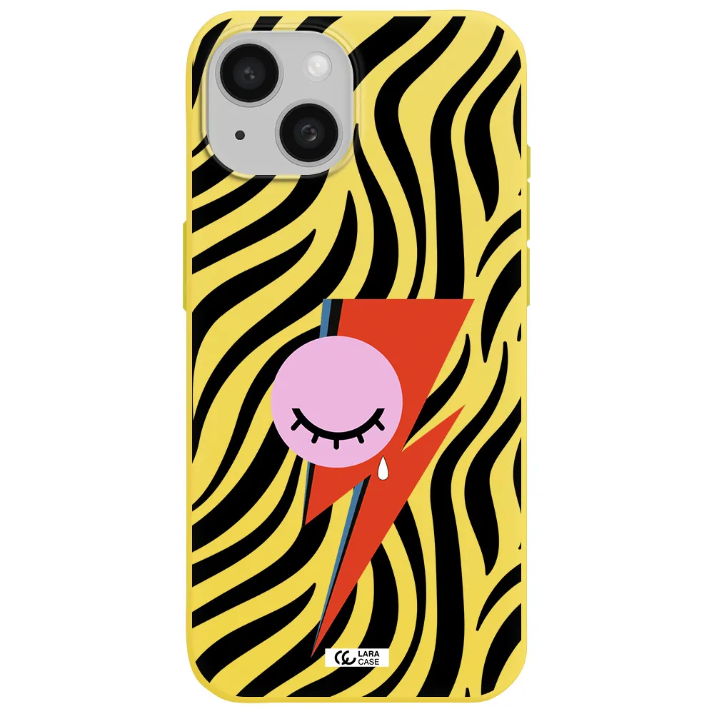 David Bowie Symbol Apple iPhone 15 Silicone canary yellow Case