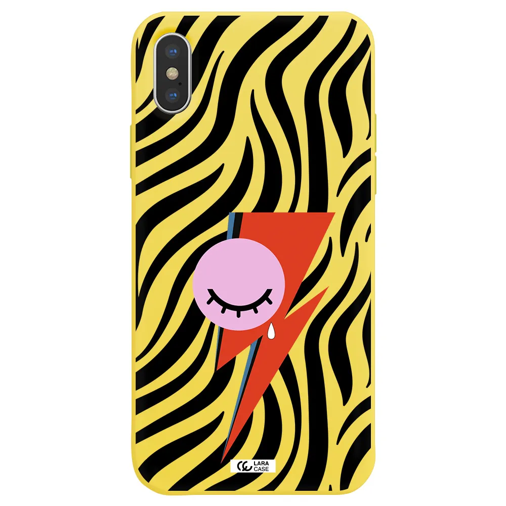 David Bowie Symbol Apple iPhone X Silicone canary yellow Case