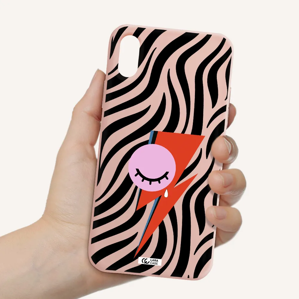 David Bowie Symbol Apple iPhone X Silicone pastel pink Case