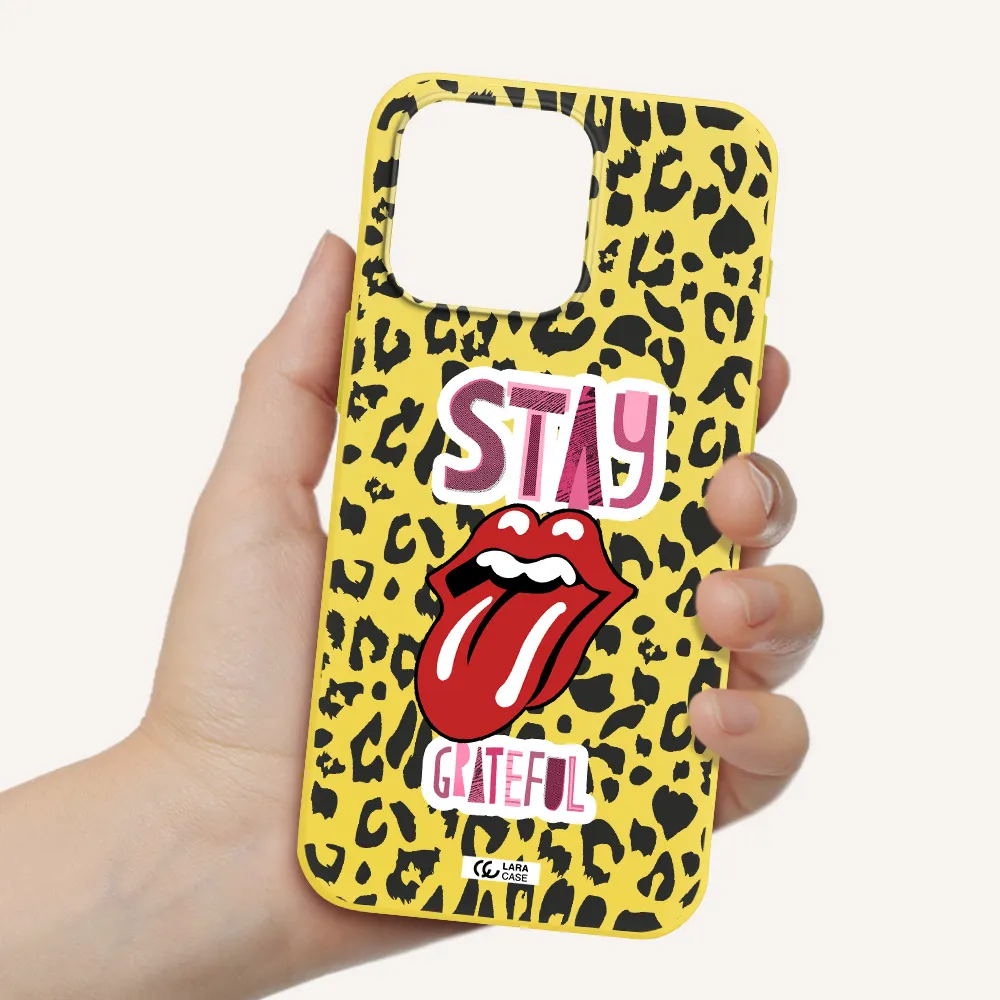The Rolling Stones Apple Iphone 15 Pro max Silicone canary yellow Case