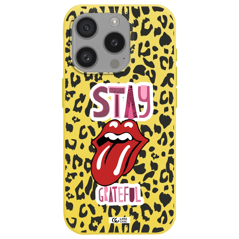 The Rolling Stones Apple Iphone 15 Pro Silicone Canary Yellow Case