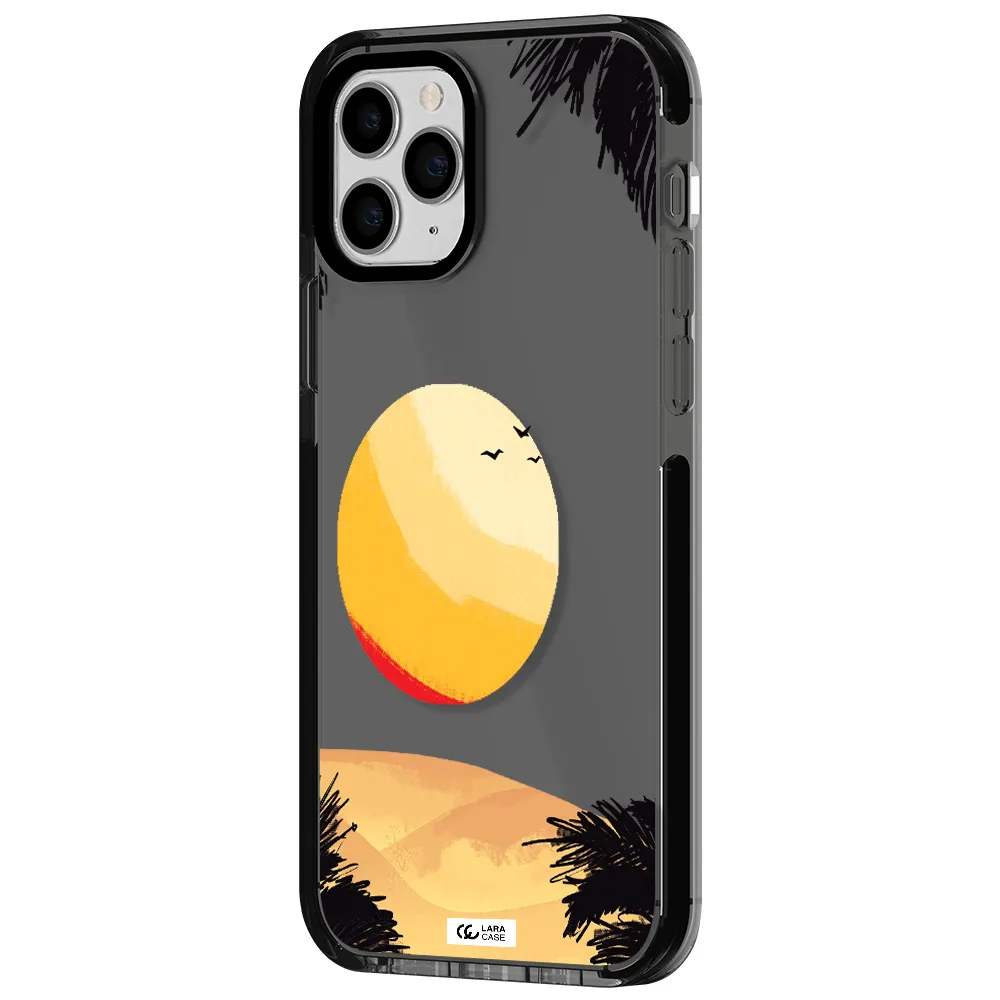 Sunset On The Beach Apple iPhone 11 pro impact Smoke Black Case