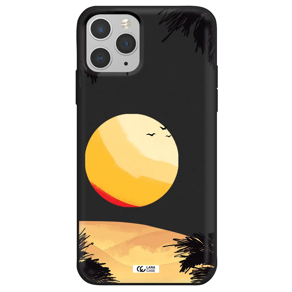 Sunset On The Beach Apple iPhone 11 pro max Silicone black Case