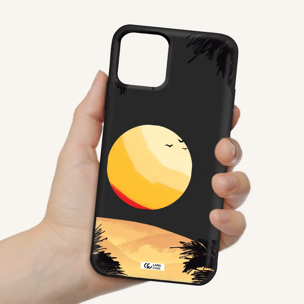 Sunset On The Beach Apple iPhone 11 pro max Silicone black Case