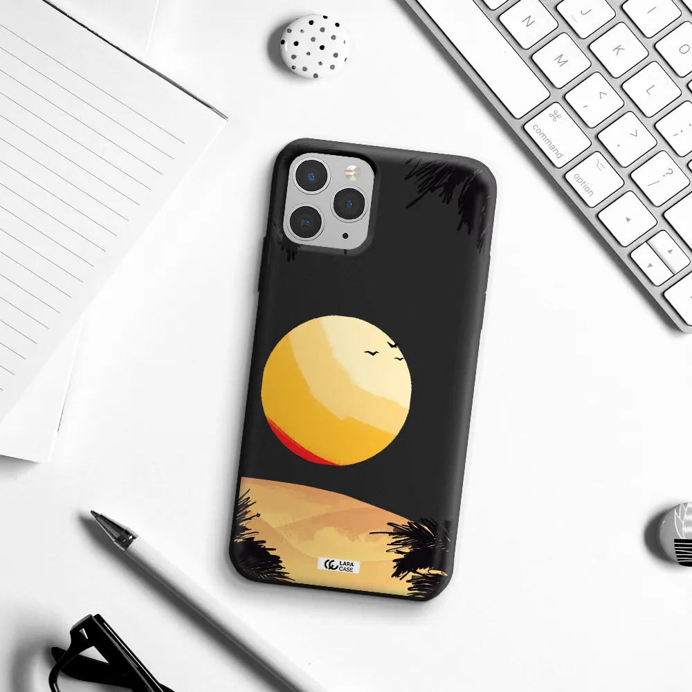 Sunset On The Beach Apple iPhone 11 pro max Silicone black Case