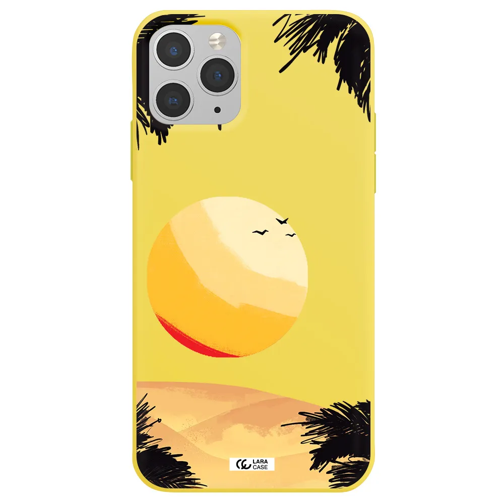 Sunset On The Beach Apple iPhone 11 pro max Silicone canary yellow Case