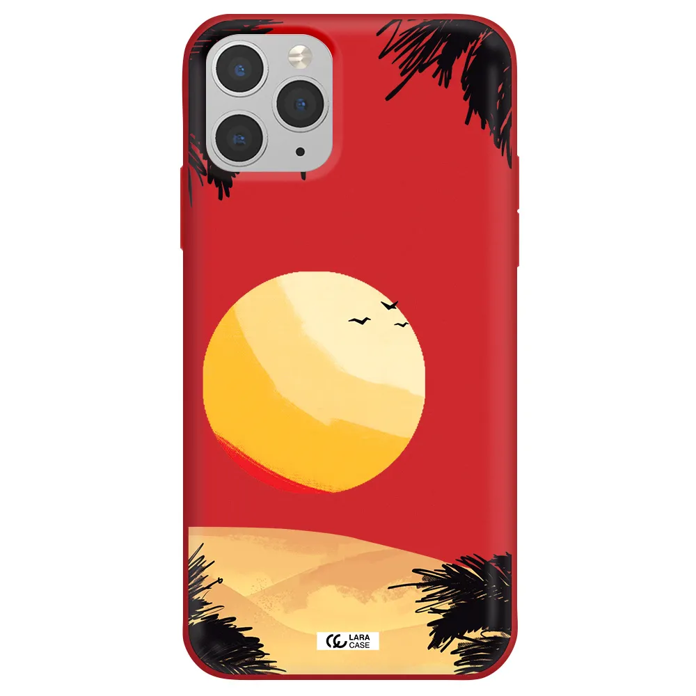 Sunset On The Beach Apple iPhone 11 pro max Silicone Imperial Red Case
