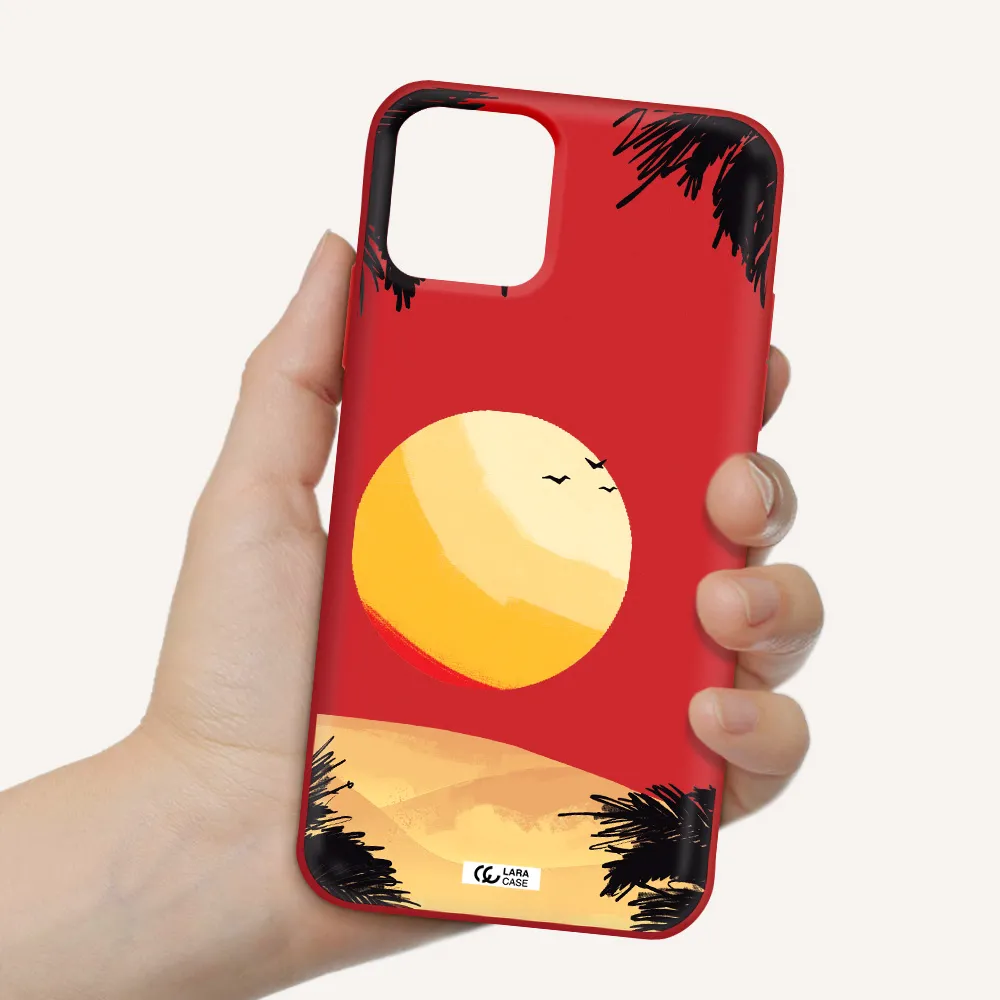 Sunset On The Beach Apple iPhone 11 pro max Silicone Imperial Red Case