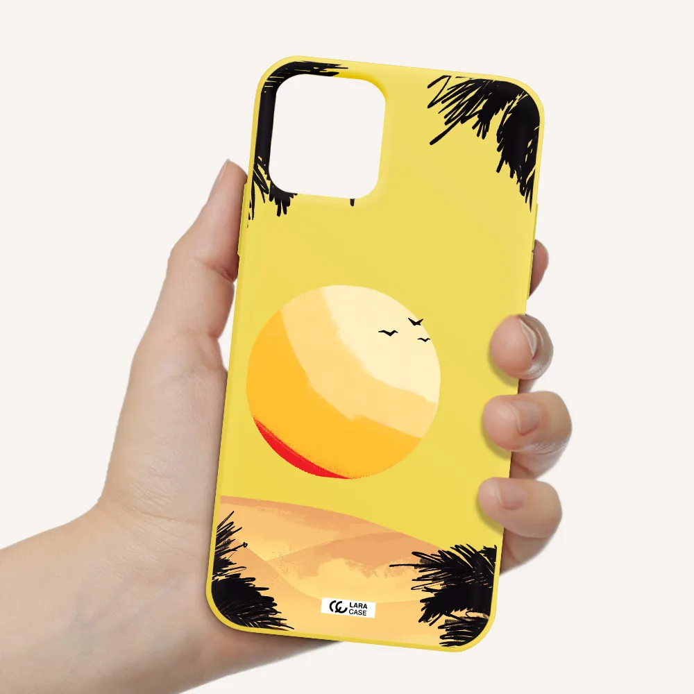 Sunset On The Beach Apple iPhone 11 pro Silicone canary yellow Case