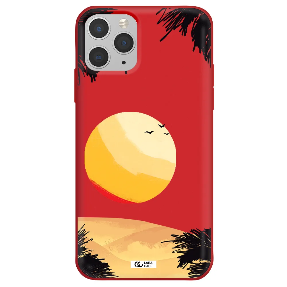 Sunset On The Beach Apple iPhone 11 pro Silicone Imperial Red Case