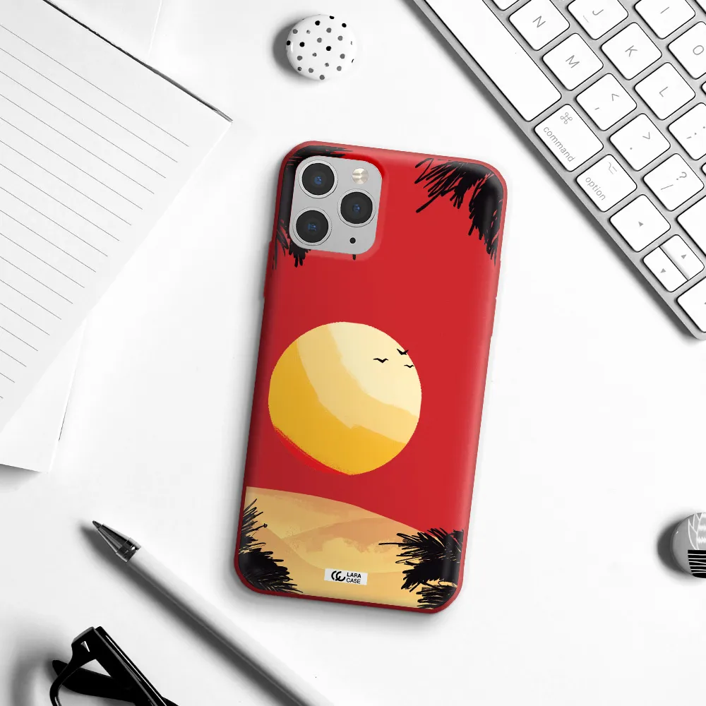 Sunset On The Beach Apple iPhone 11 pro Silicone Imperial Red Case