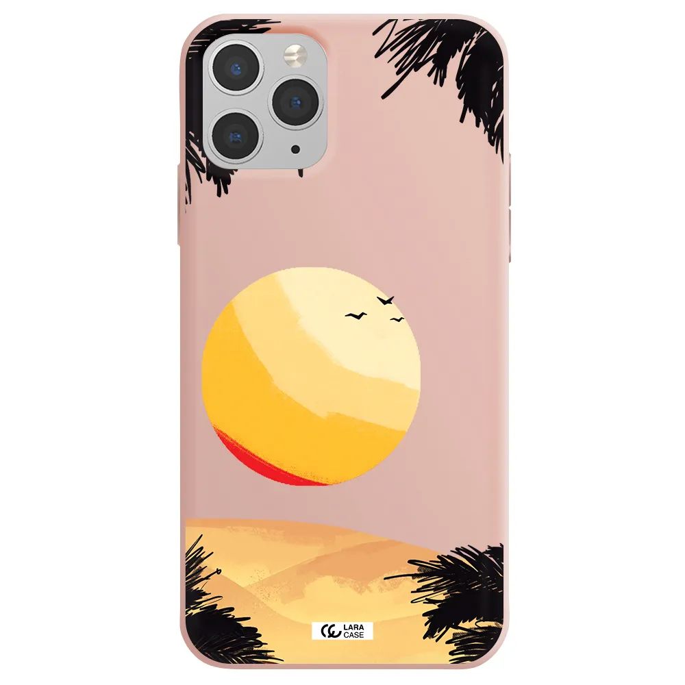 Sunset On The Beach Apple iPhone 11 pro Silicone pastel pink Case