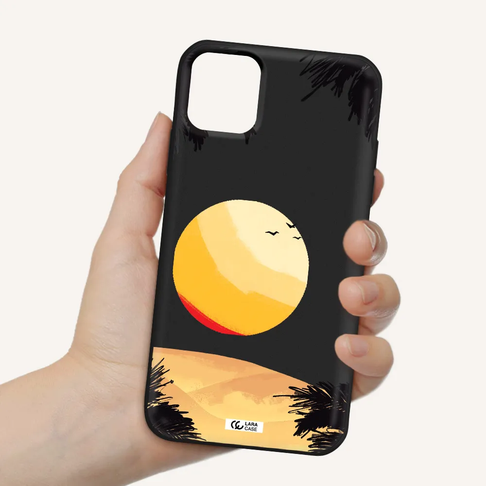 Sunset On The Beach Apple iPhone 11 Silicone black Case