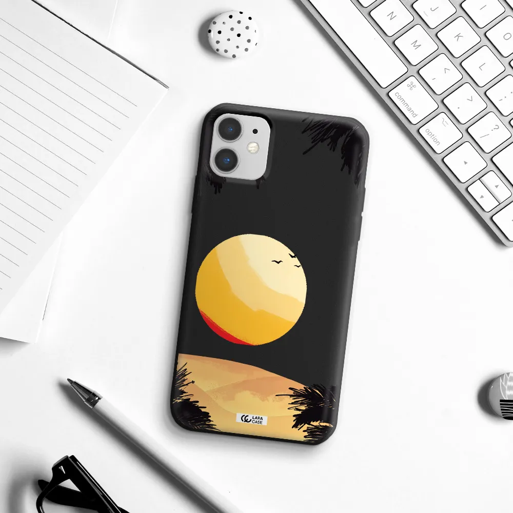 Sunset On The Beach Apple iPhone 11 Silicone black Case