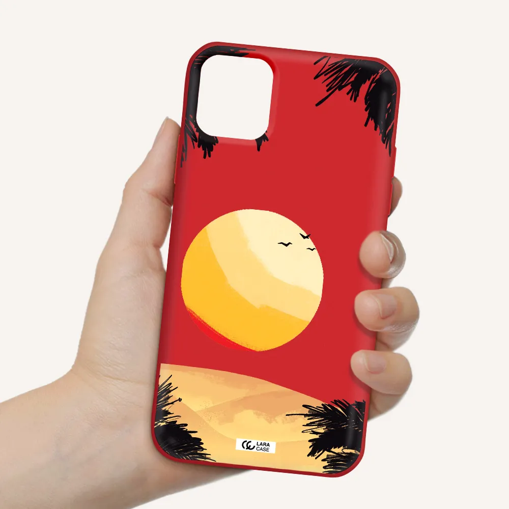 Sunset On The Beach Apple iPhone 11 Silicone Imperial Red Case