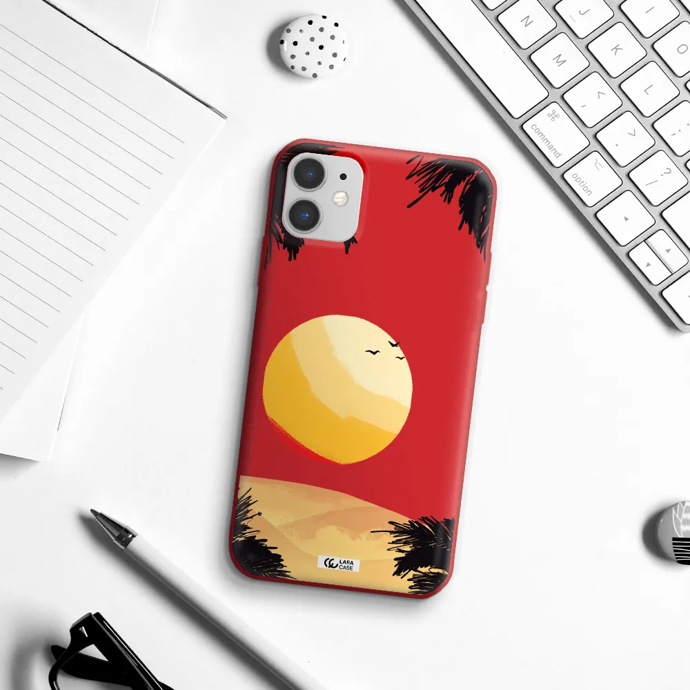 Sunset On The Beach Apple iPhone 11 Silicone Imperial Red Case