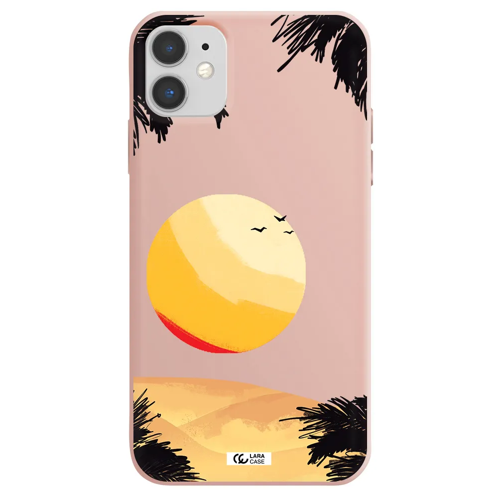 Sunset On The Beach Apple iPhone 11 Silicone pastel pink Case