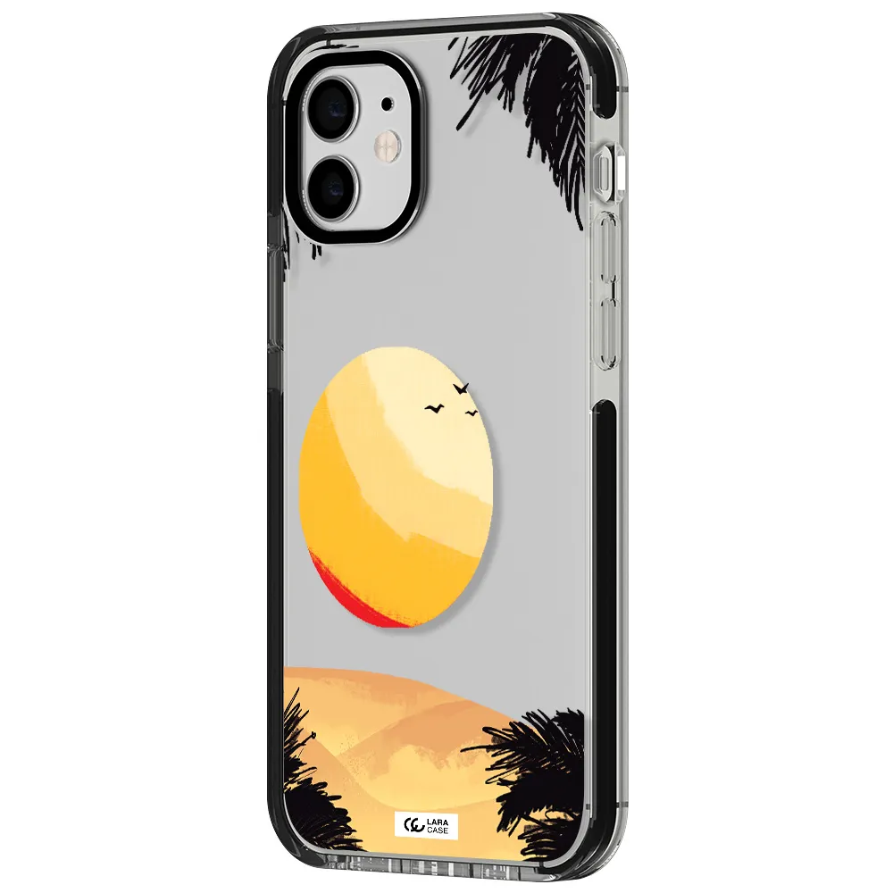 Sunset On The Beach Apple iPhone 12 impact black border Case