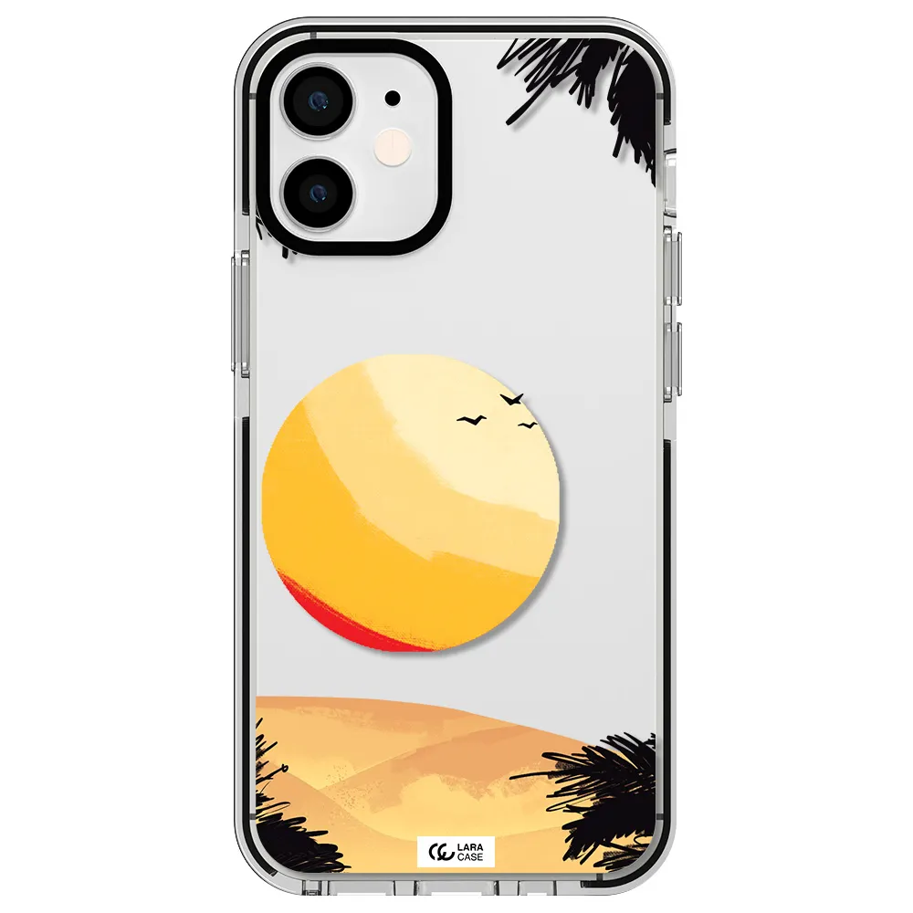 Sunset On The Beach Apple iPhone 12 mini impact black border Case