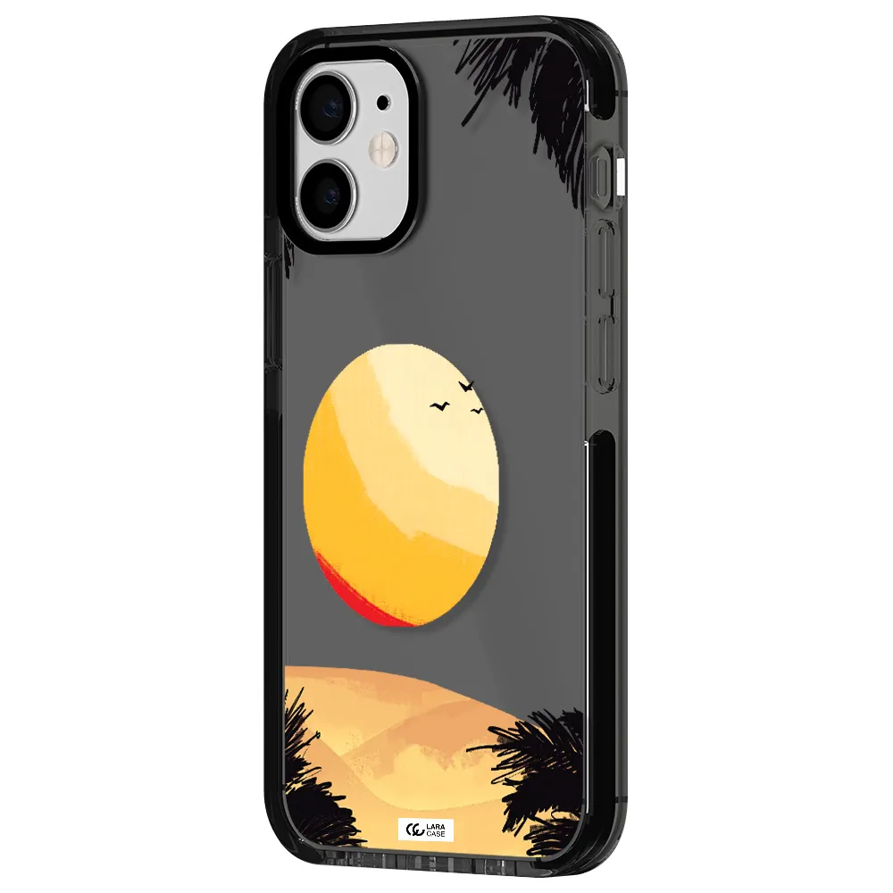 Sunset On The Beach Apple iPhone 12 mini impact Smoke Black Case