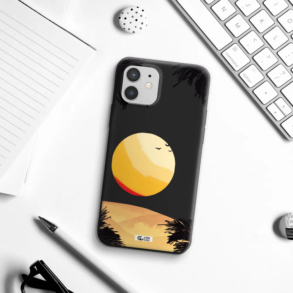 Sunset On The Beach Apple iPhone 12 mini Silicone black Case