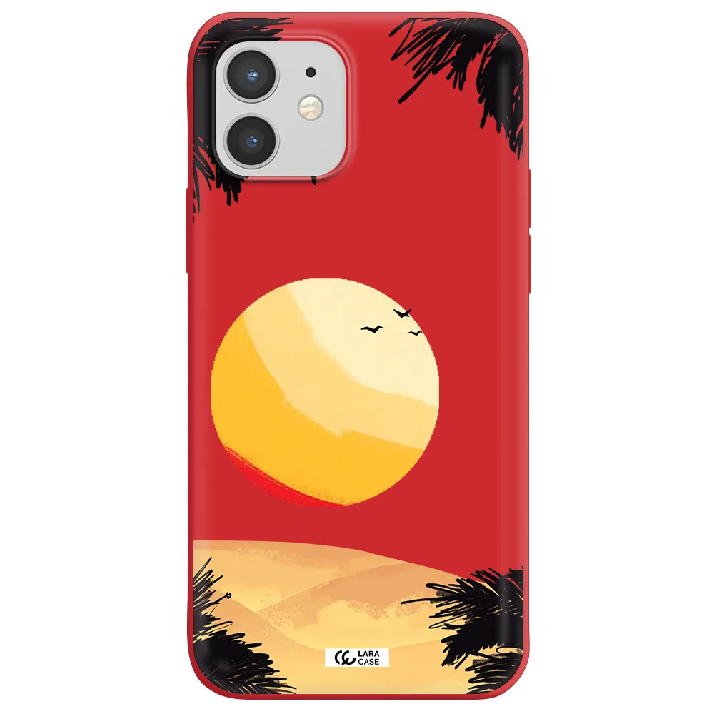 Sunset On The Beach Apple iPhone 12 mini Silicone Imperial Red Case
