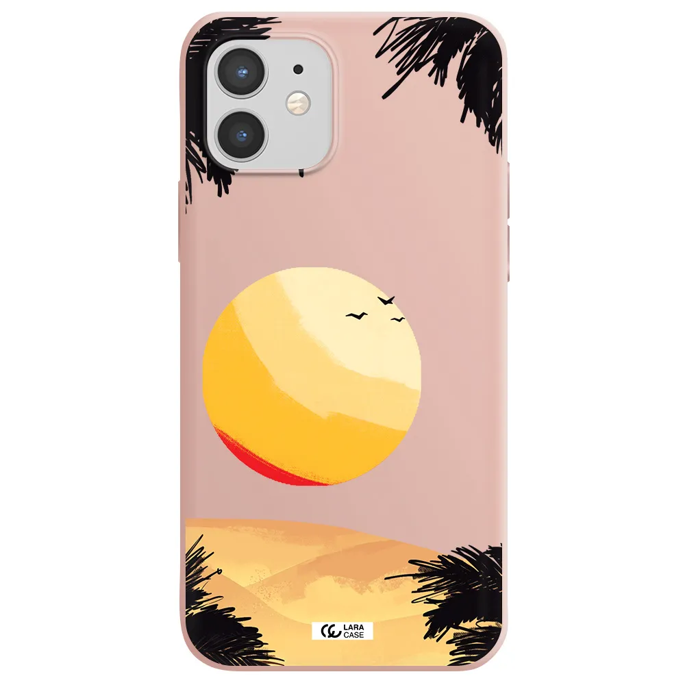 Sunset On The Beach Apple iPhone 12 mini Silicone pastel pink Case