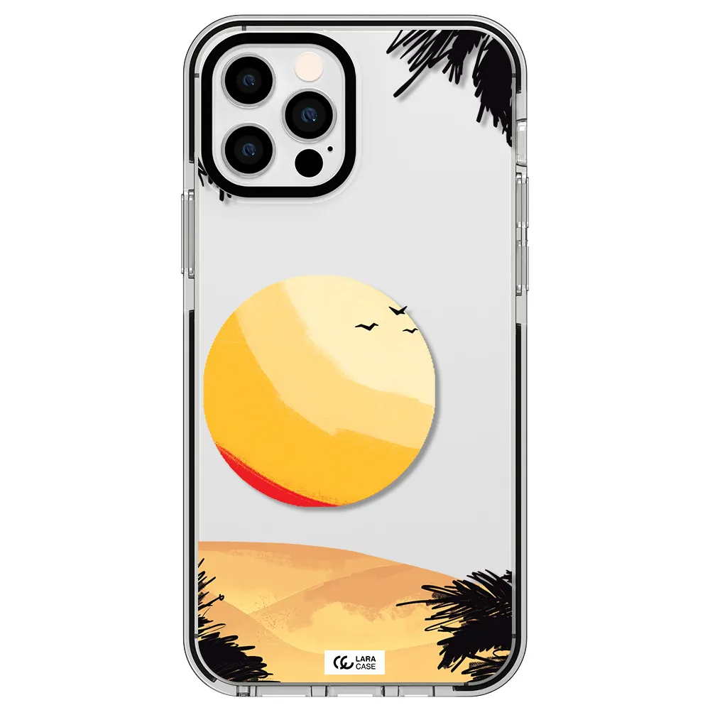 Sunset On The Beach Apple iPhone 12 pro impact black border Case