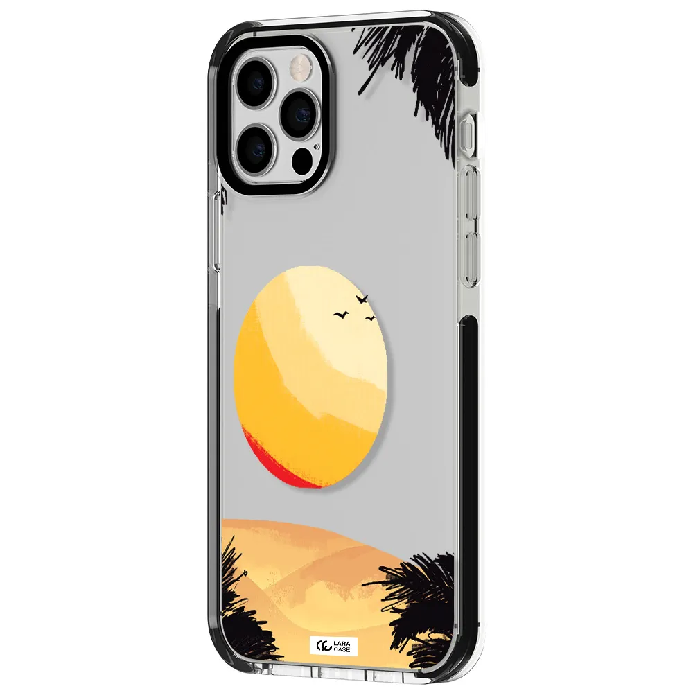 Sunset On The Beach Apple iPhone 12 pro impact black border Case