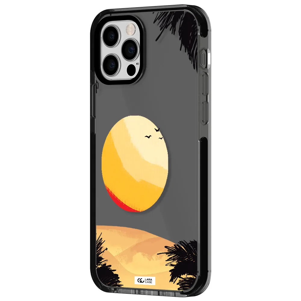 Sunset On The Beach Apple iPhone 12 pro impact Smoke Black Case