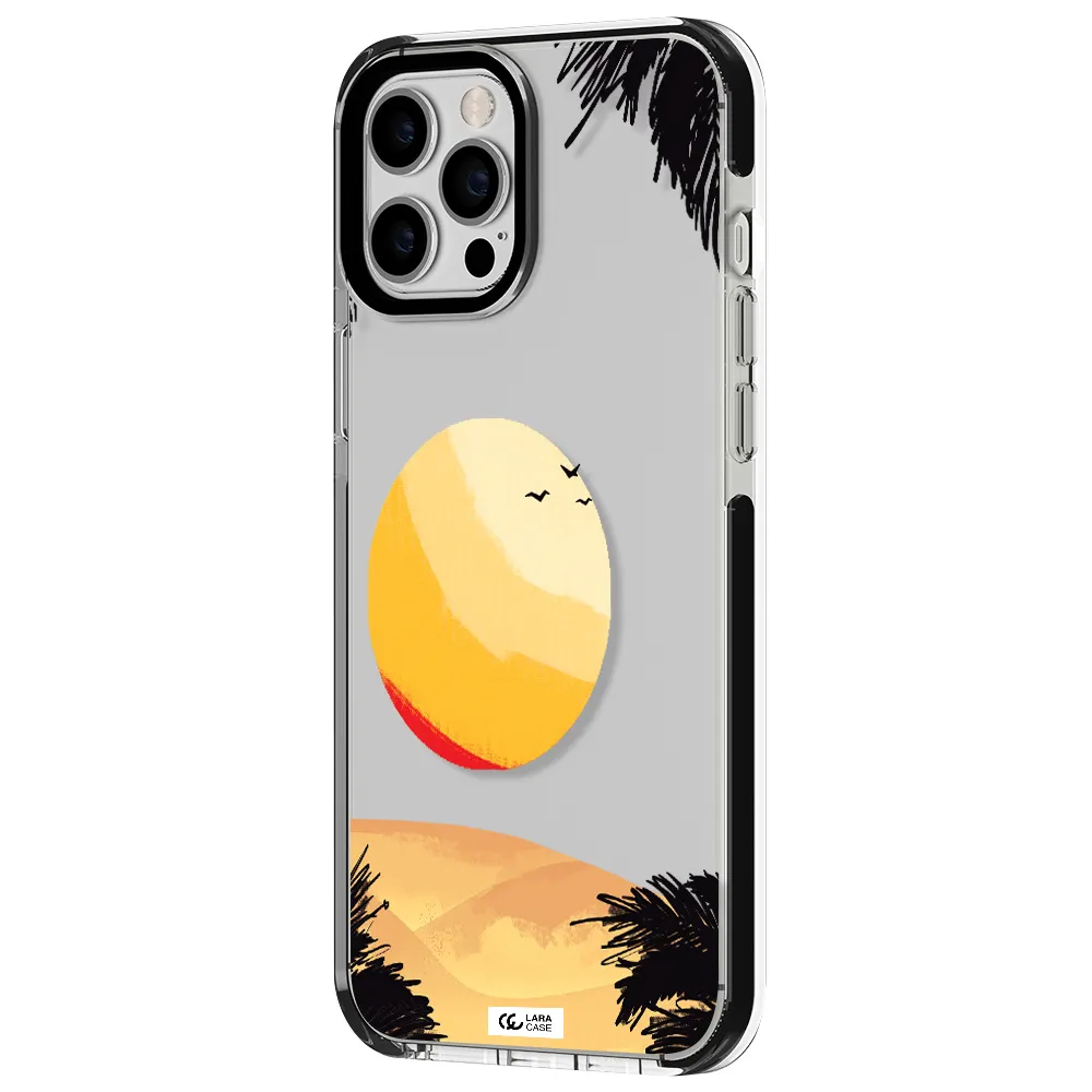 Sunset On The Beach Apple iPhone 12 pro max impact black border Case