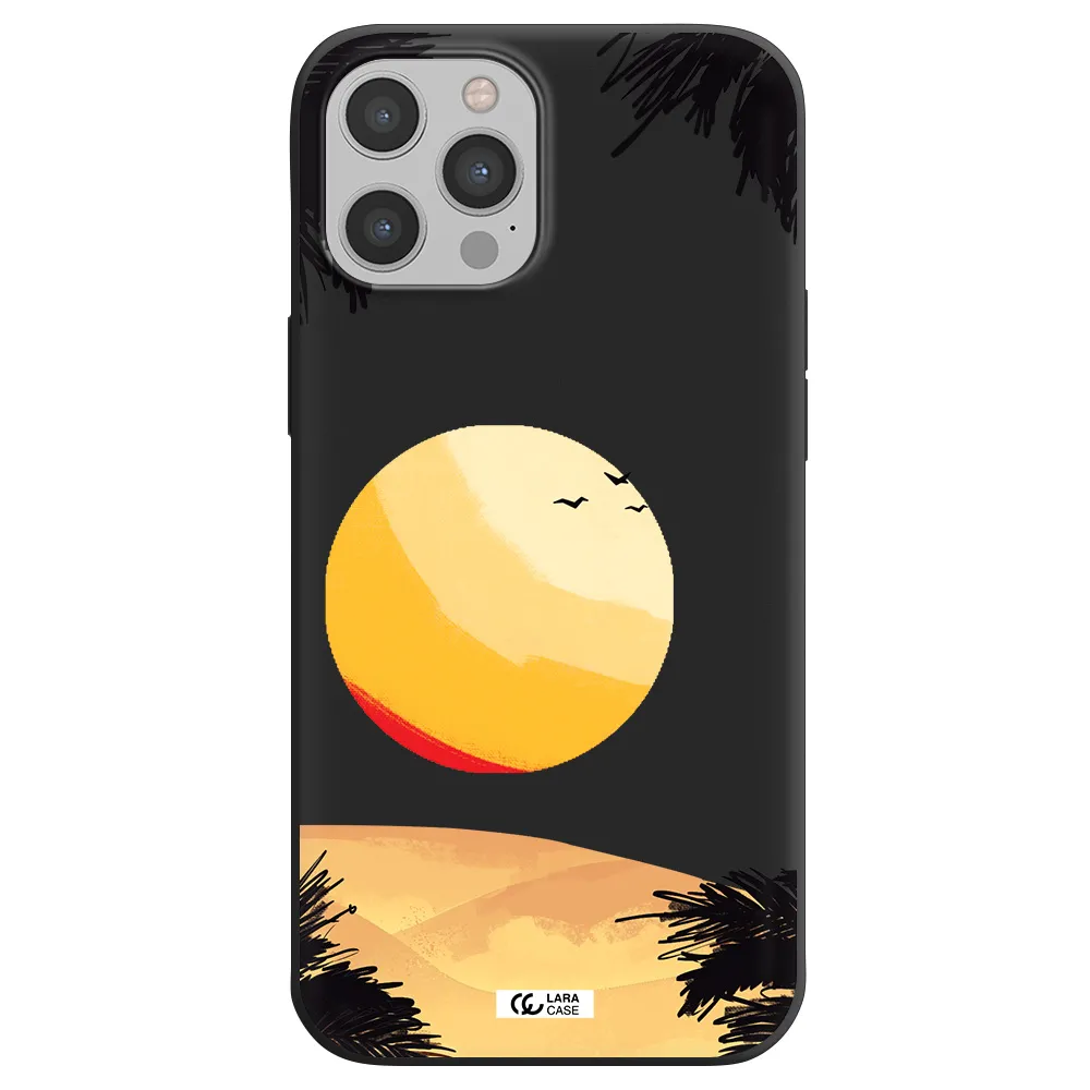 Sunset On The Beach Apple iPhone 12 pro max Silicone black Case