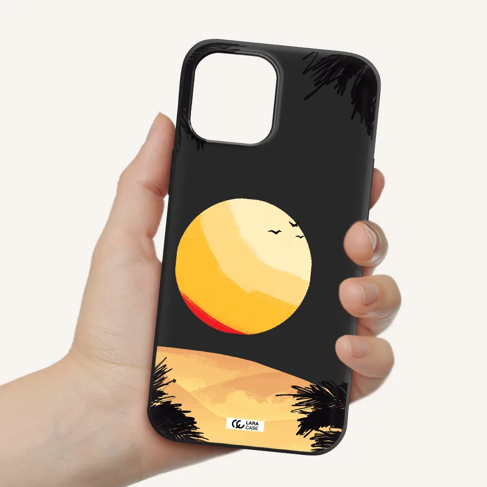 Sunset On The Beach Apple iPhone 12 pro max Silicone black Case