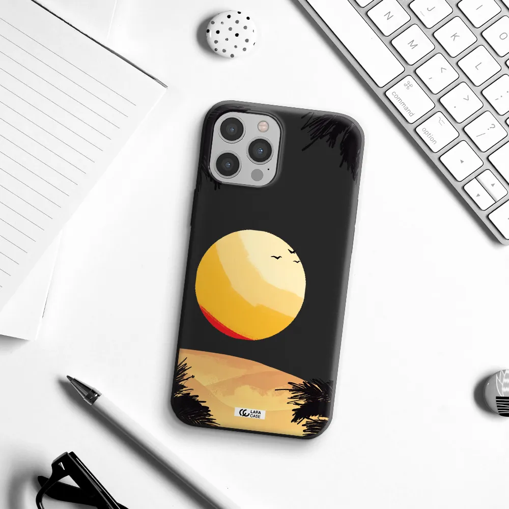 Sunset On The Beach Apple iPhone 12 pro max Silicone black Case