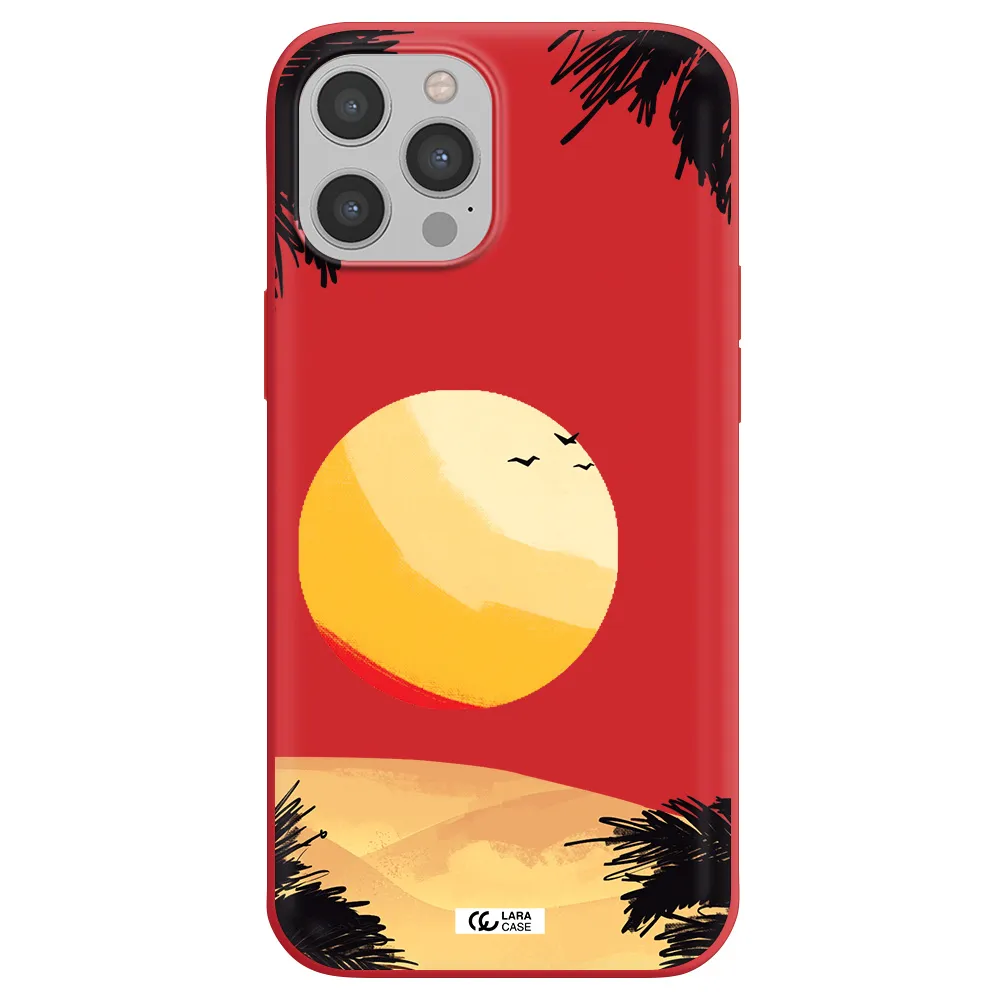 Sunset On The Beach Apple iPhone 12 pro max Silicone Imperial Red Case