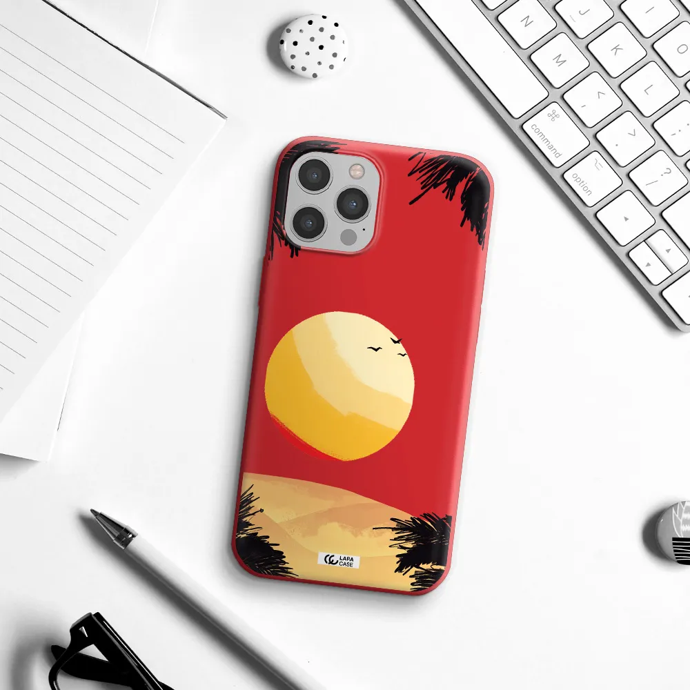 Sunset On The Beach Apple iPhone 12 pro max Silicone Imperial Red Case