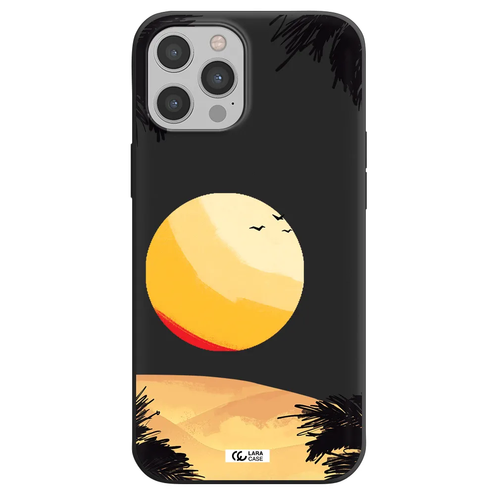 Sunset On The Beach Apple iPhone 12 pro Silicone black Case
