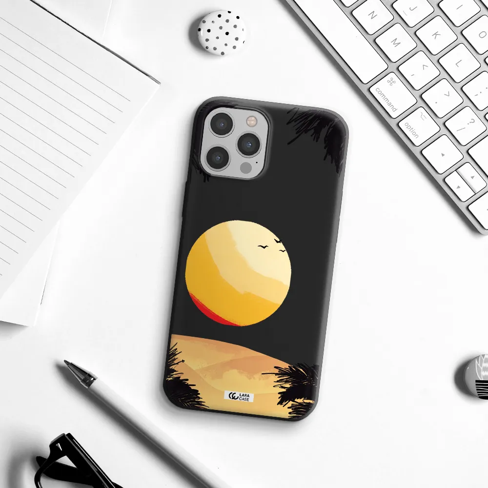 Sunset On The Beach Apple iPhone 12 pro Silicone black Case