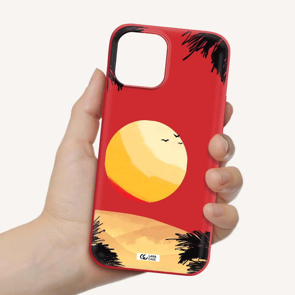 Sunset On The Beach Apple iPhone 12 pro Silicone Imperial Red Case