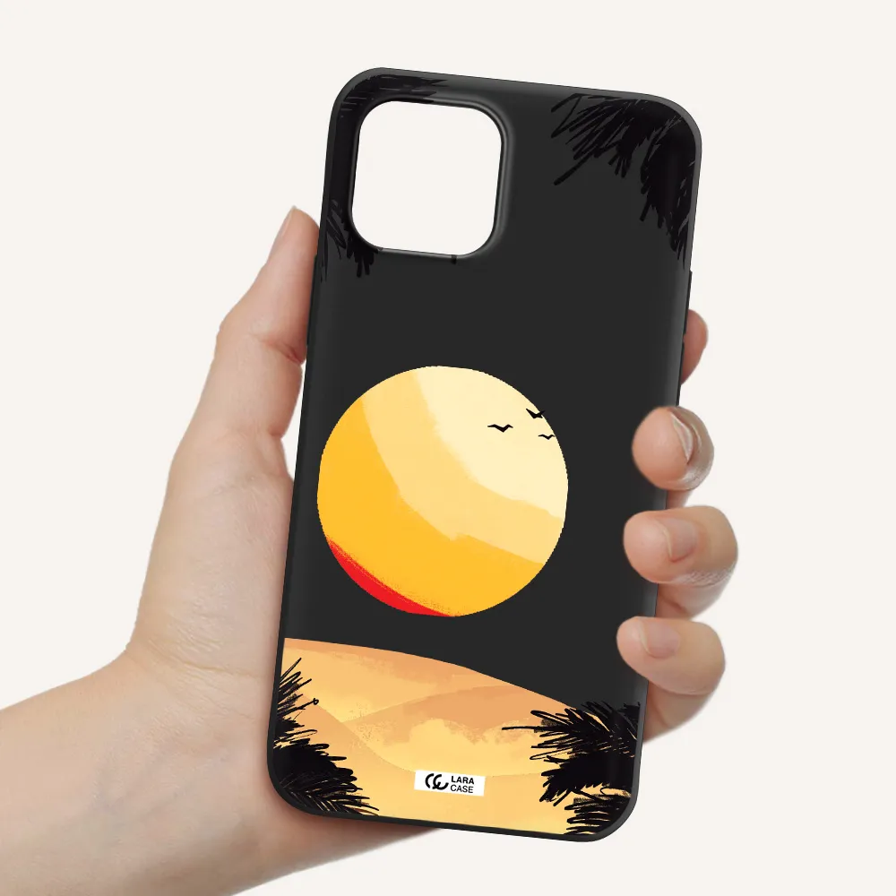 Sunset On The Beach Apple iPhone 12 Silicone black Case
