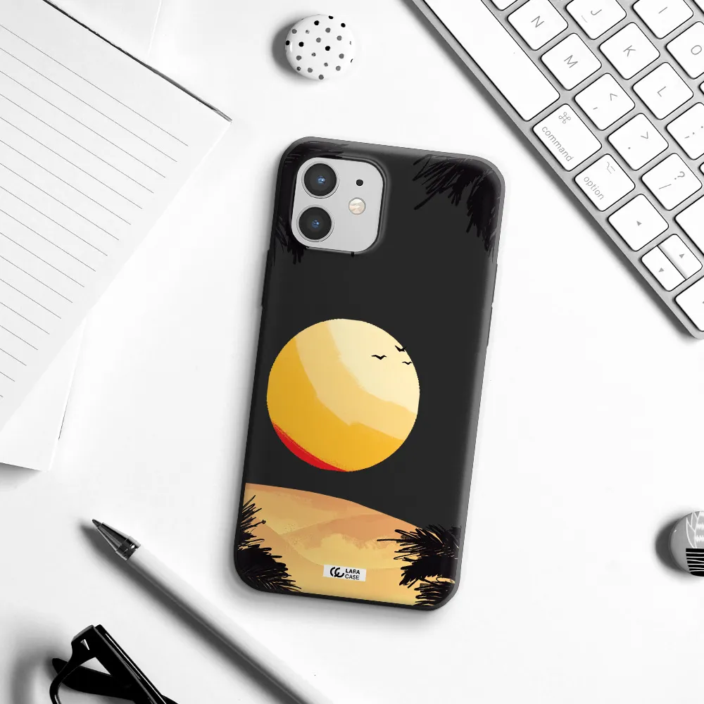 Sunset On The Beach Apple iPhone 12 Silicone black Case