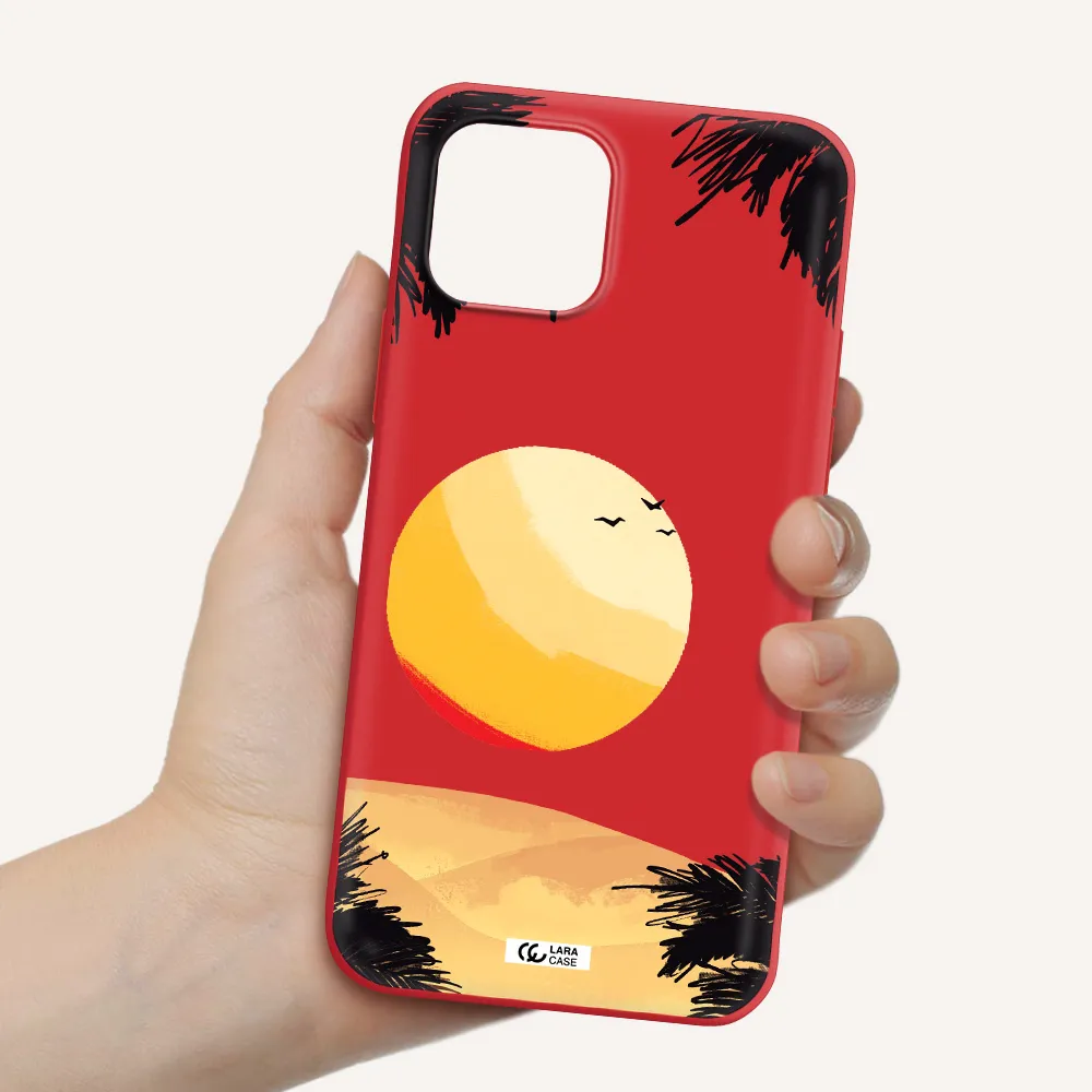 Sunset On The Beach Apple iPhone 12 Silicone Imperial Red Case