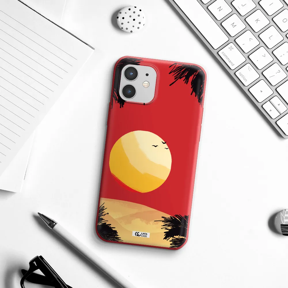 Sunset On The Beach Apple iPhone 12 Silicone Imperial Red Case