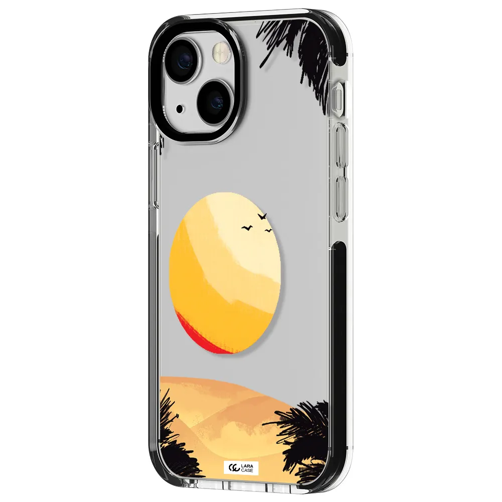 Sunset On The Beach Apple iPhone 13 mini impact black border Case