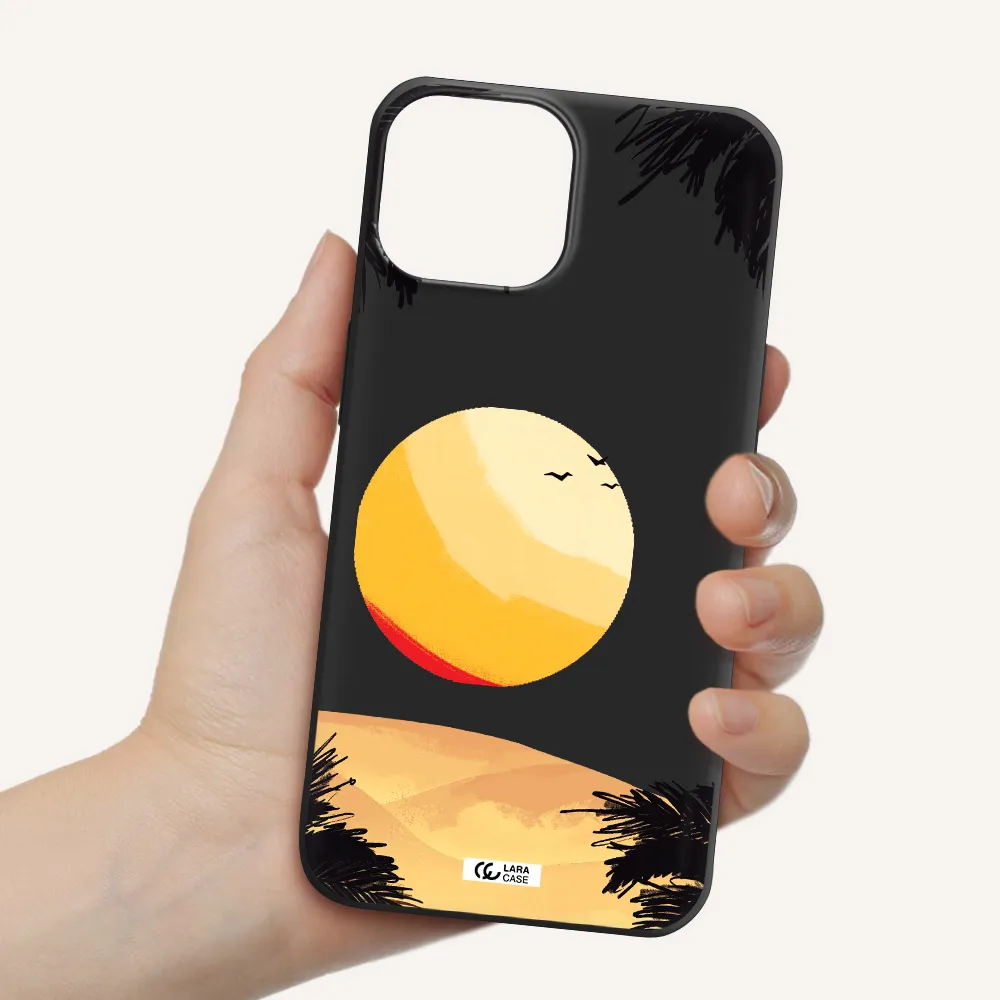 Sunset On The Beach Apple iPhone 13 mini Silicone black Case