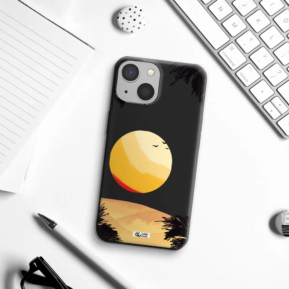 Sunset On The Beach Apple iPhone 13 mini Silicone black Case