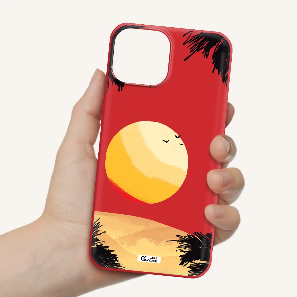 Sunset On The Beach Apple iPhone 13 mini Silicone Imperial Red Case
