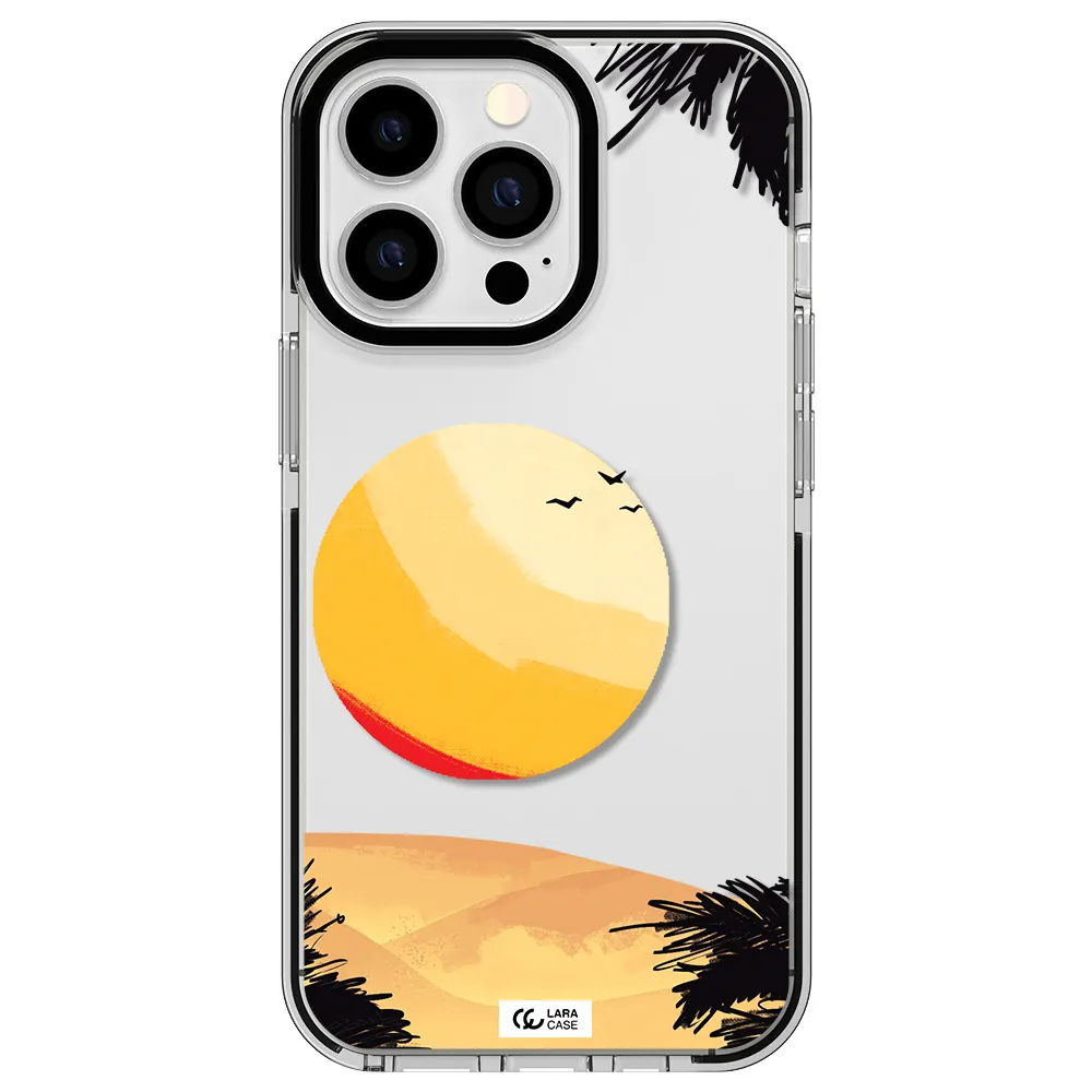Sunset On The Beach Apple iPhone 13 Pro impact black border Case